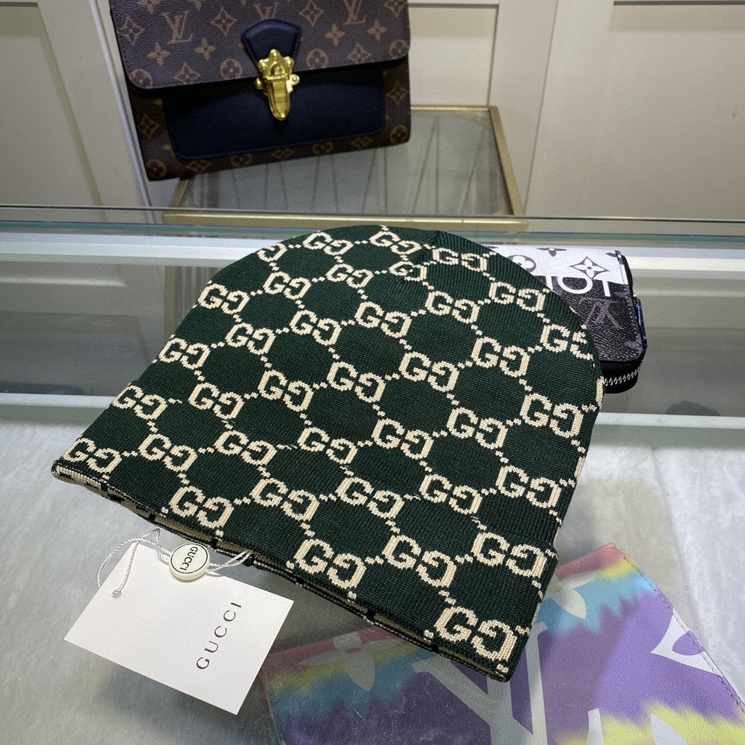 GUCCI “GG” MONOGRAM BEANIE "GREEN"